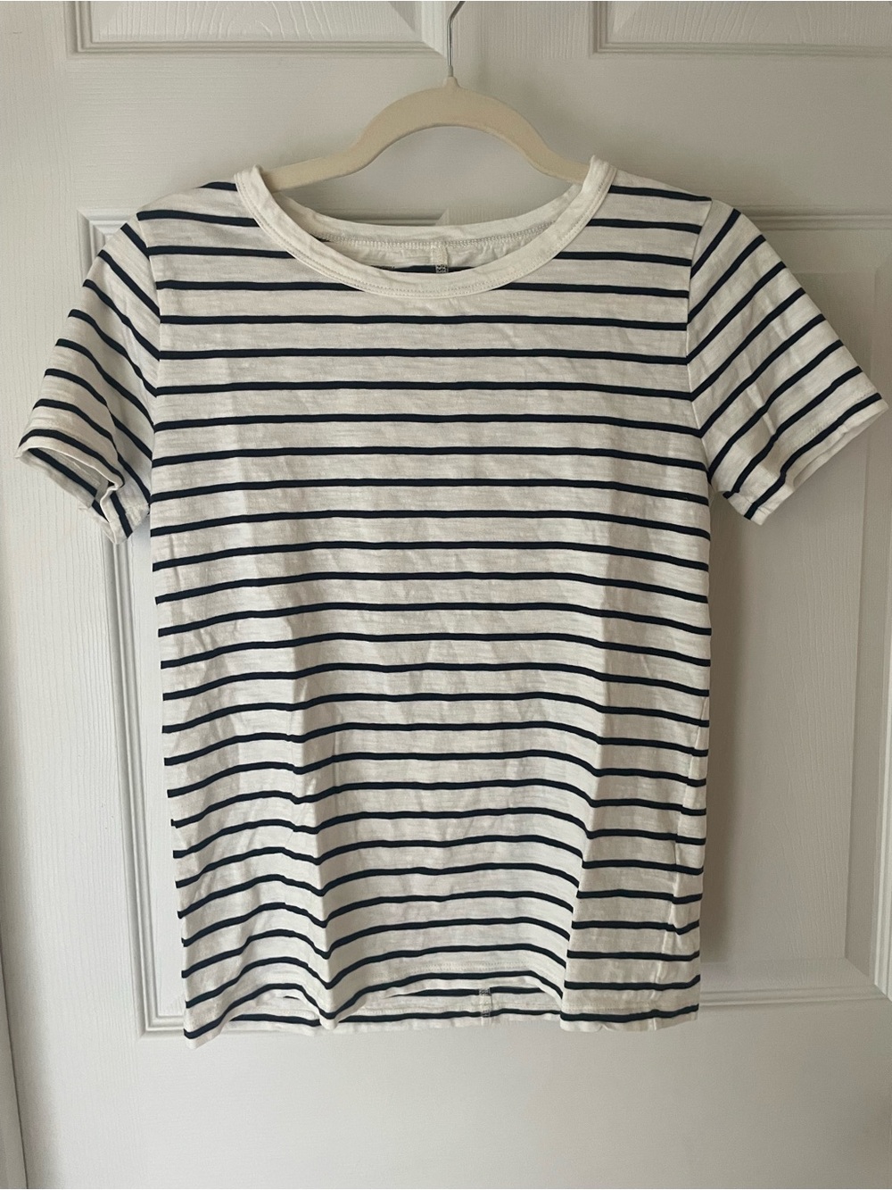 Striped Short Sleeve J. Crew Girlfriend Tee - White & Navy
